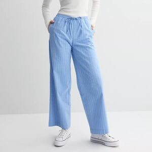 SO Women's Sky Blue Pinstripe Wide Leg Pants